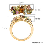 D'Joy Multi-Tourmaline & White Zircon Cluster Ring in Yellow Gold Plated Sterling Silver 1.40 Ct.