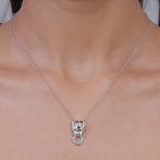 D'Joy - Multi-Tourmaline, White Zircon & Natural Chrome Diopside Panther Pendant with Chain (Size 20) in Rhodium Overlay Sterling Silver