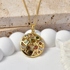 D'Joy - Multi-Tourmaline & White Zircon Cluster Pendant with Chain (Size 20) in Yellow Gold Plated Sterling Silver 1.12 Ct.