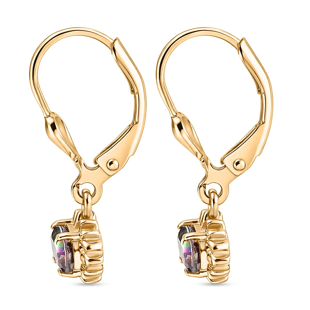 D'Joy Mystic Topaz Solitaire Earring with Lever Back in Yellow Gold Plated Sterling Silver 1.08 Ct. 8505671 4