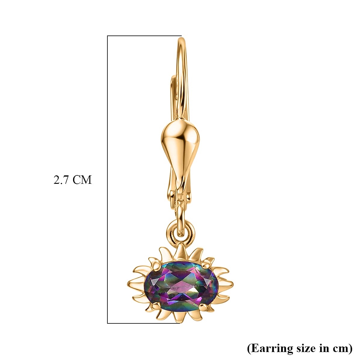 D'Joy Mystic Topaz Solitaire Earring with Lever Back in Yellow Gold Plated Sterling Silver 1.08 Ct. 8505671 6