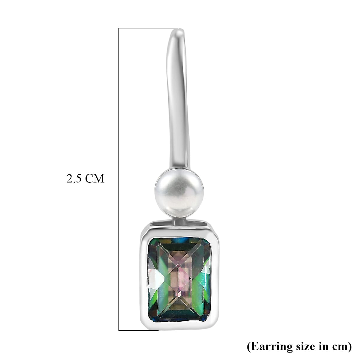 D'Joy Mystic Topaz, Fresh Water Pearl Solitaire Lever Back Earring in Rhodium Overlay Sterling Silver 3.18 Ct. 8505673 6