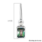 D'Joy Mystic Topaz & Fresh Water Pearl Solitaire Lever Back Earring in Rhodium Overlay Sterling Silver 3.18 Ct.