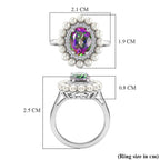 D'Joy Mystic Topaz, Fresh Water Pearl & White Zircon Ring in Rhodium Overlay Sterling Silver 3.85  Ct.