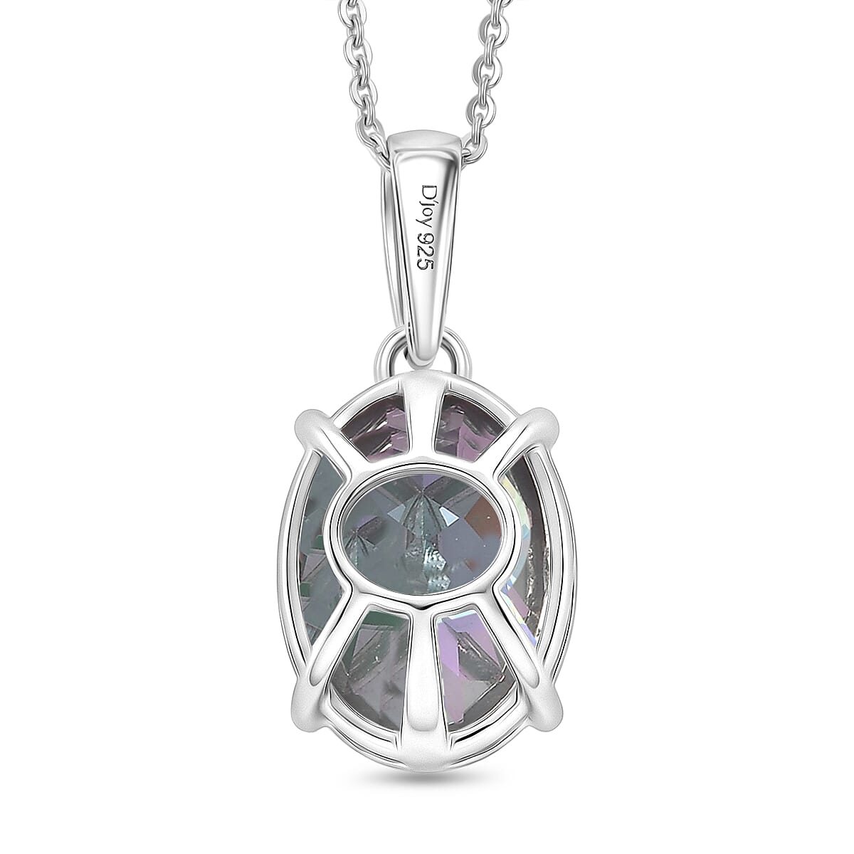 D'Joy Mystic Topaz Solitaire Pendant with Chain (Size 20) in Rhodium Overlay Sterling Silver 7.00 Ct. V32519197 5