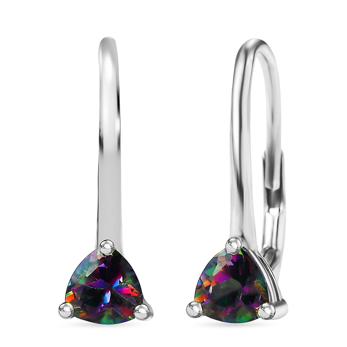 D'Joy Mystic Topaz Solitaire Lever Back Earring in Platinum Overlay Sterling Silver 1.08 Ct. 8505868 0