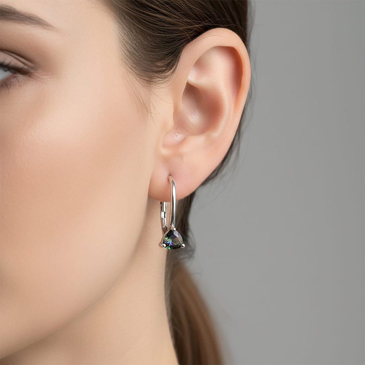 D'Joy Mystic Topaz Solitaire Lever Back Earring in Platinum Overlay Sterling Silver 1.08 Ct. 8505868 2