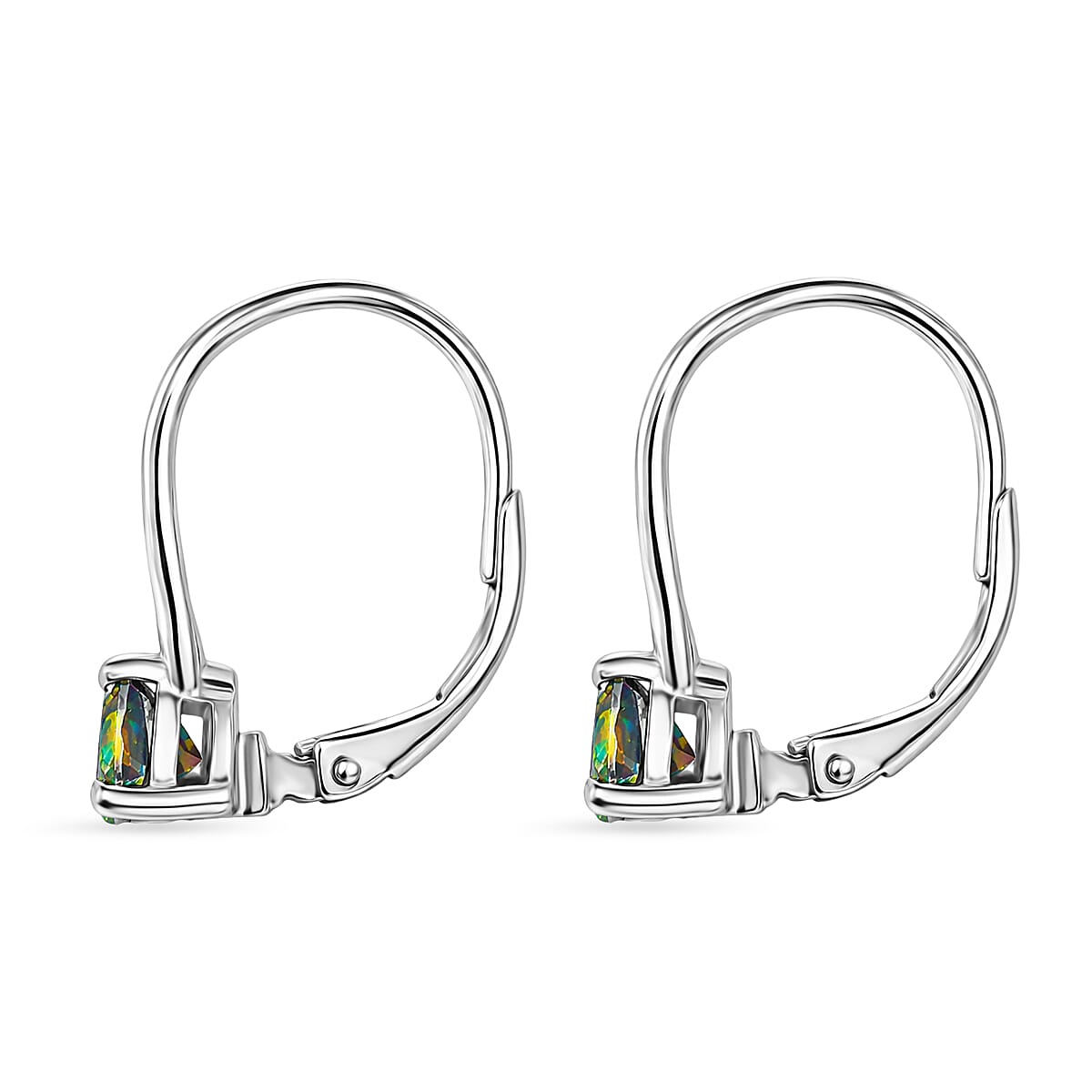 D'Joy Mystic Topaz Solitaire Lever Back Earring in Platinum Overlay Sterling Silver 1.08 Ct. 8505868 4