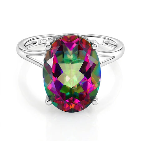D'Joy Mystic Topaz Solitaire Ring in Rhodium Overlay Sterling Silver 7.25 Ct. 8505737 1