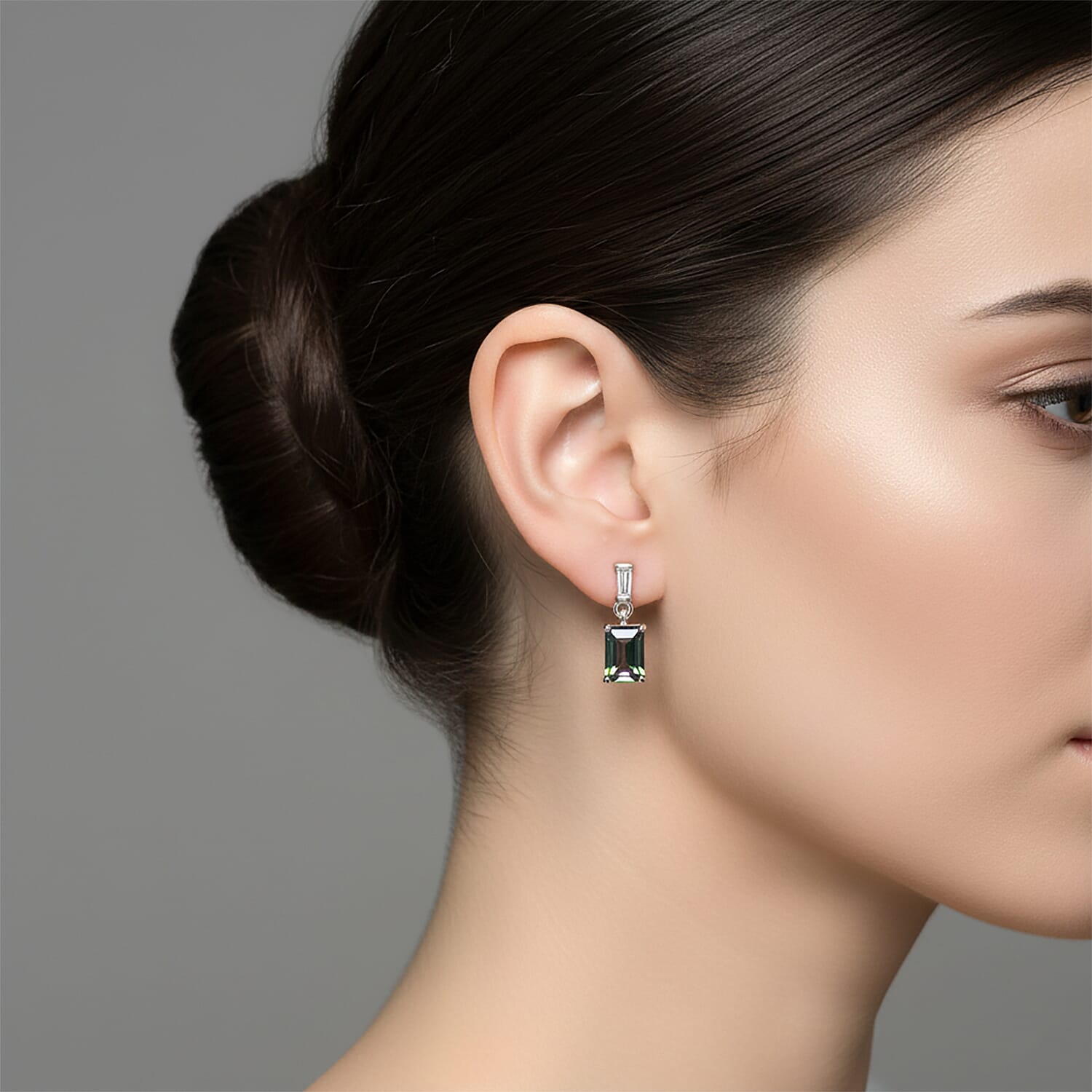 D'Joy Mystic Topaz, White Topaz Drop Earring with Push Post in Rhodium Overlay Sterling Silver 1.50 Ct. 8505788 2