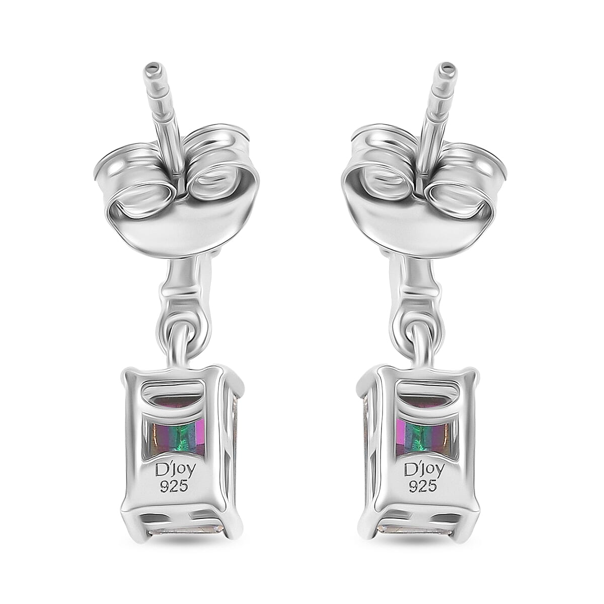 D'Joy Mystic Topaz, White Topaz Drop Earring with Push Post in Rhodium Overlay Sterling Silver 1.50 Ct. 8505788 5