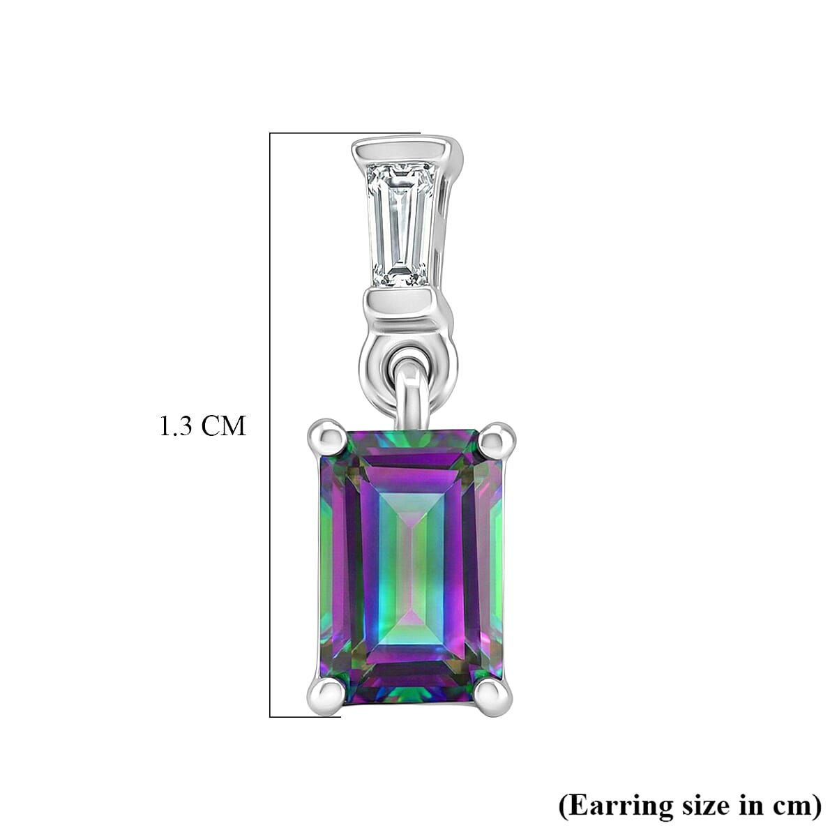 D'Joy Mystic Topaz, White Topaz Drop Earring with Push Post in Rhodium Overlay Sterling Silver 1.50 Ct. 8505788 6