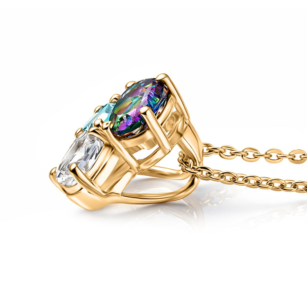 D'Joy Mystic Topaz, White Topaz & Skyblue Topaz Pendant with Chain (Size 20) in Yellow Gold Plated Sterling Silver 1.06 Ct.