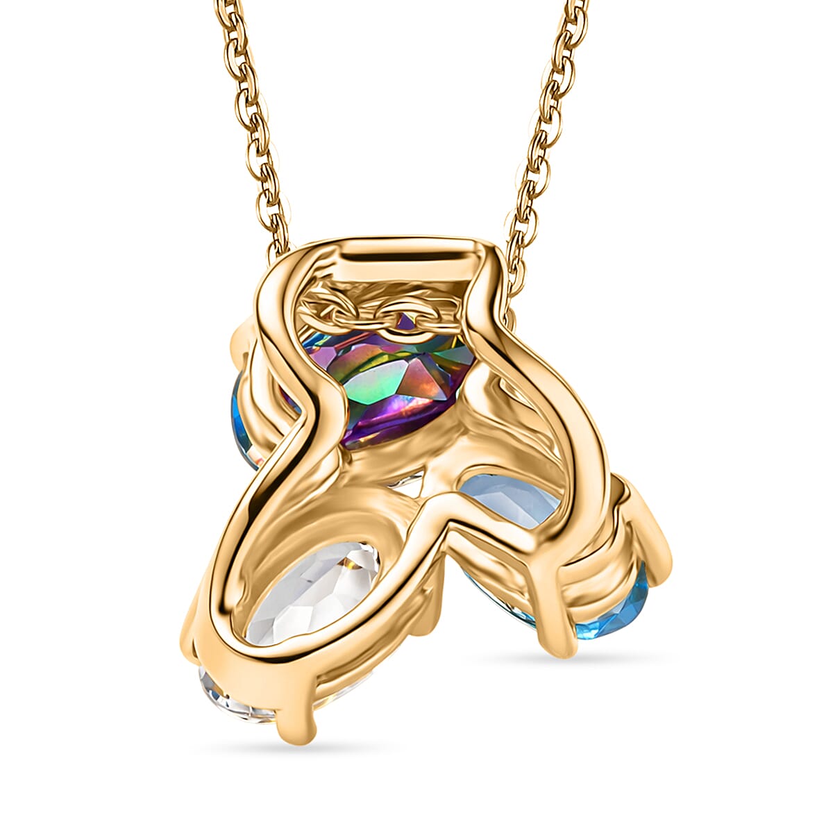 D'Joy Mystic Topaz, White Topaz &amp; Skyblue Topaz Trilogy Pendant with Chain (Size 20) in Yellow Gold Plated Sterling Silver 1.06 Ct. 4459957 5