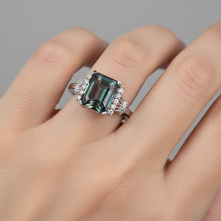 D'Joy Mystic Topaz &amp; White Zircon Ring in Rhodium Overlay Sterling Silver 4.47 Ct. 8505808 2