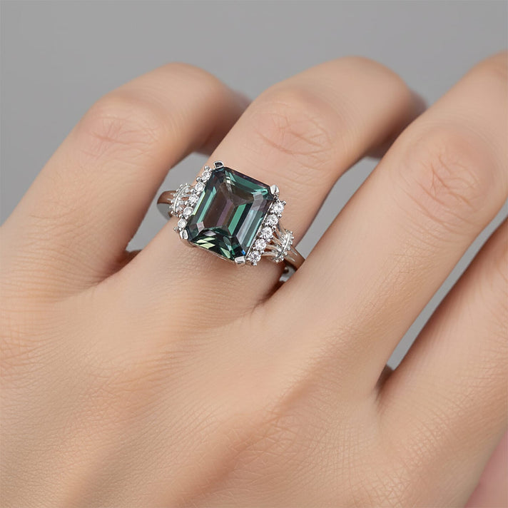 D'Joy Mystic Topaz &amp; White Zircon Ring in Rhodium Overlay Sterling Silver 4.47 Ct. 8505808 2