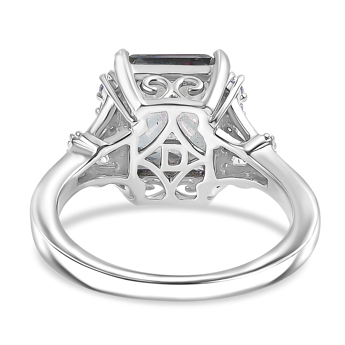 D'Joy Mystic Topaz &amp; White Zircon Ring in Rhodium Overlay Sterling Silver 4.47 Ct. 8505808 5