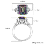 D'Joy Mystic Topaz & White Zircon Ring in Rhodium Overlay Sterling Silver 4.47 Ct.