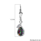 D'Joy Mystic Topaz & White Zircon Solitaire Stud Earring with Lever Back in Rhodium Overlay Sterling Silver 2.26 Ct.