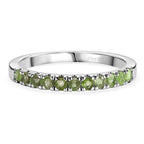 D'Joy Natural Chrome Diopside Half Eternity Band Ring in Rhodium Overlay Sterling Silver