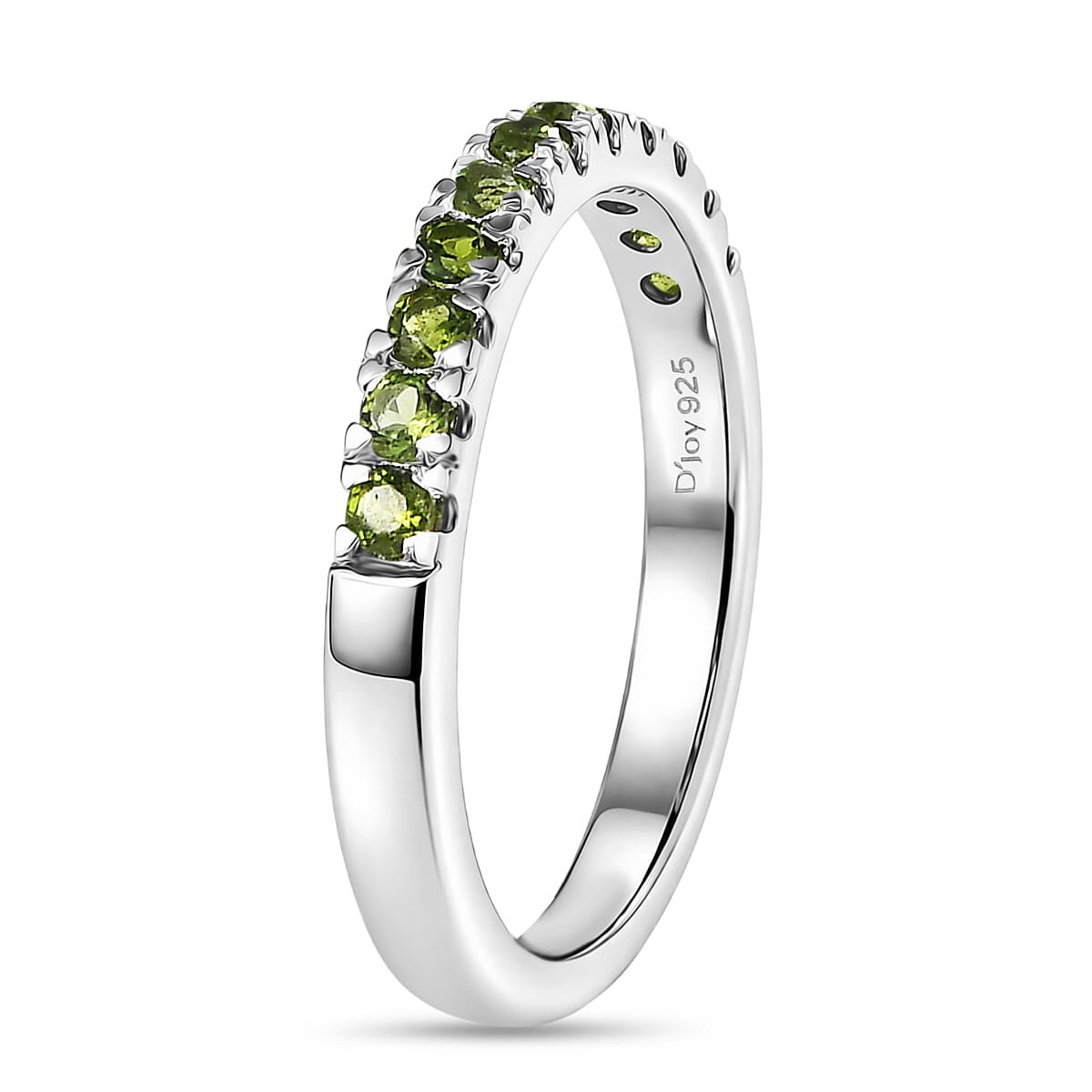 D'Joy Natural Chrome Diopside Half Eternity Band Ring in Rhodium Overlay Sterling Silver 8532049 4