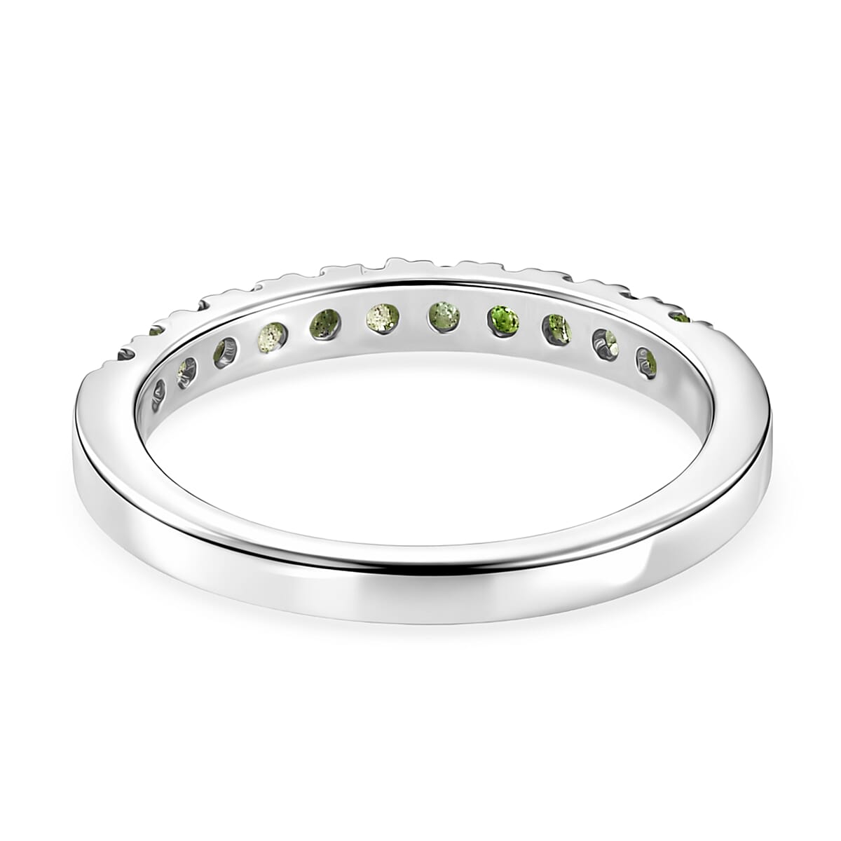 D'Joy Natural Chrome Diopside Half Eternity Band Ring in Rhodium Overlay Sterling Silver 8532049 5
