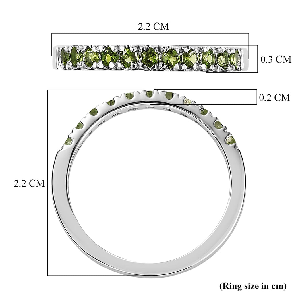 D'Joy Natural Chrome Diopside Half Eternity Band Ring in Rhodium Overlay Sterling Silver