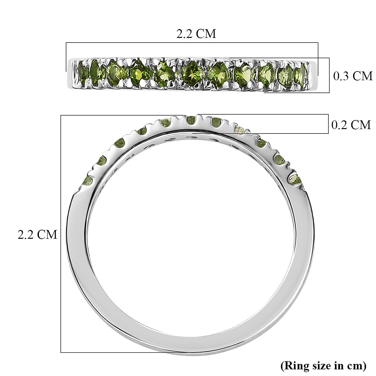 D'Joy Natural Chrome Diopside Half Eternity Band Ring in Rhodium Overlay Sterling Silver 8532049 6