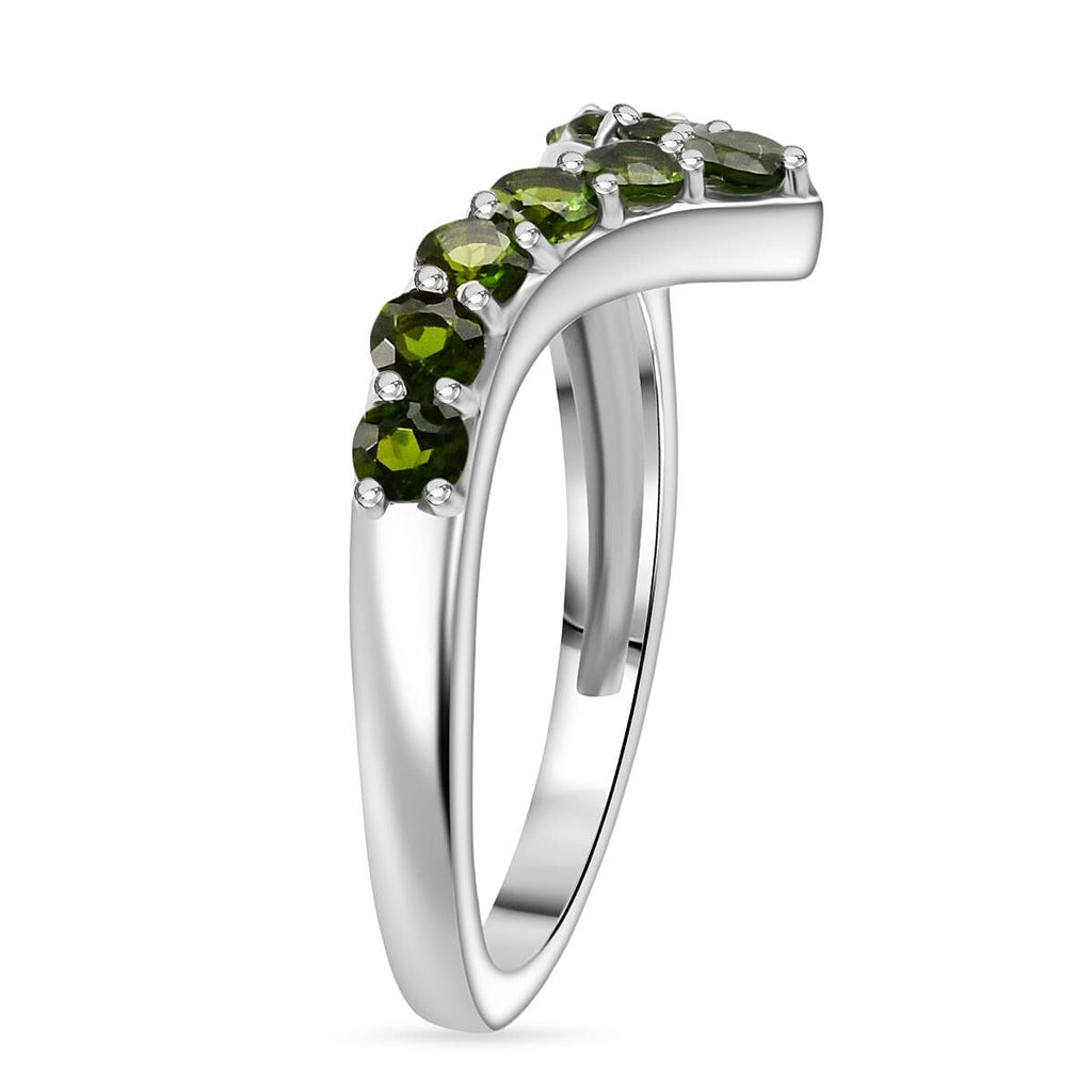 D'Joy Natural Chrome Diopside Ring in Rhodium Overlay Sterling Silver 1.05 Ct.