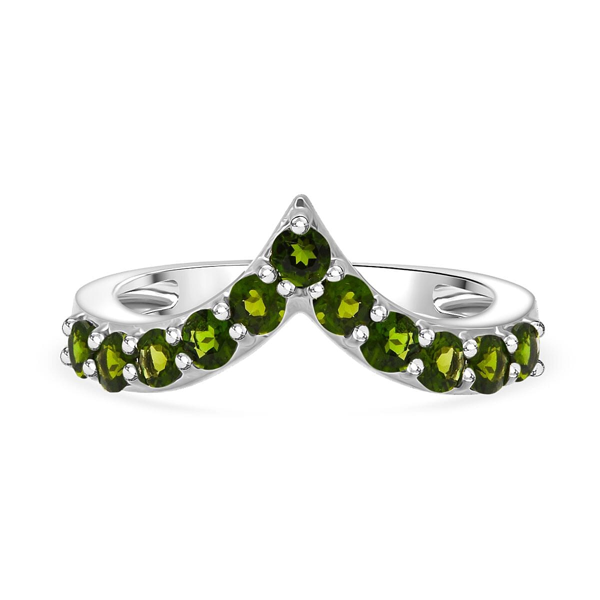 D'Joy Natural Chrome Diopside Wishbone Ring in Rhodium Overlay Sterling Silver 8282278 0