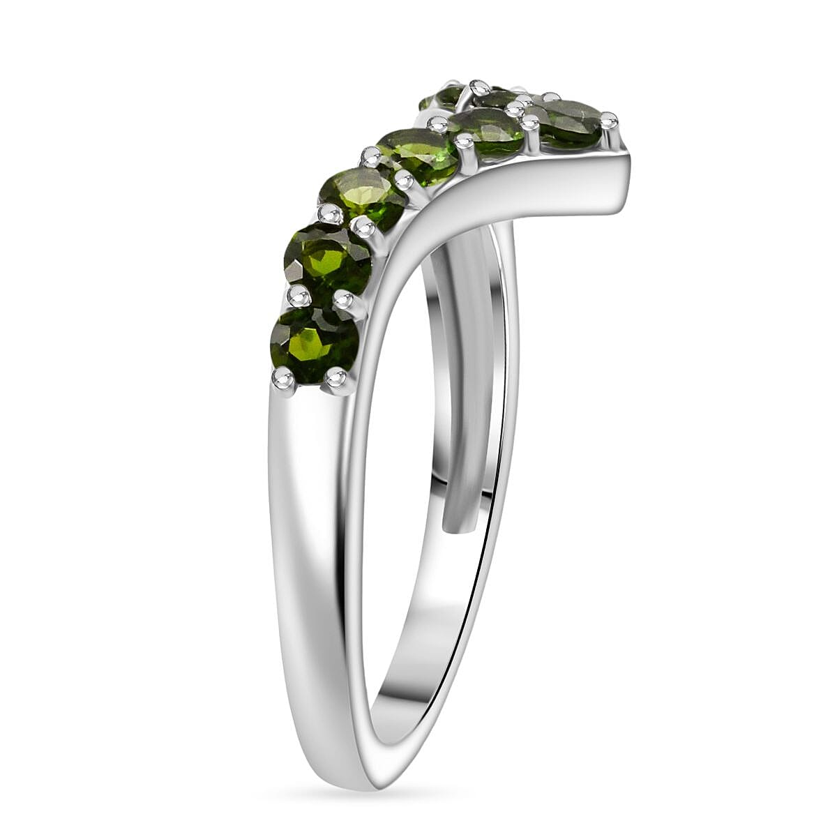 D'Joy Natural Chrome Diopside Wishbone Ring in Rhodium Overlay Sterling Silver 8282278 3