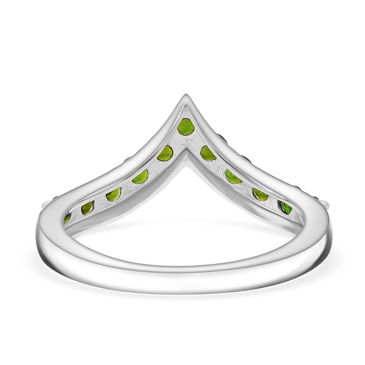 D'Joy Natural Chrome Diopside Wishbone Ring in Rhodium Overlay Sterling Silver 8282278 4
