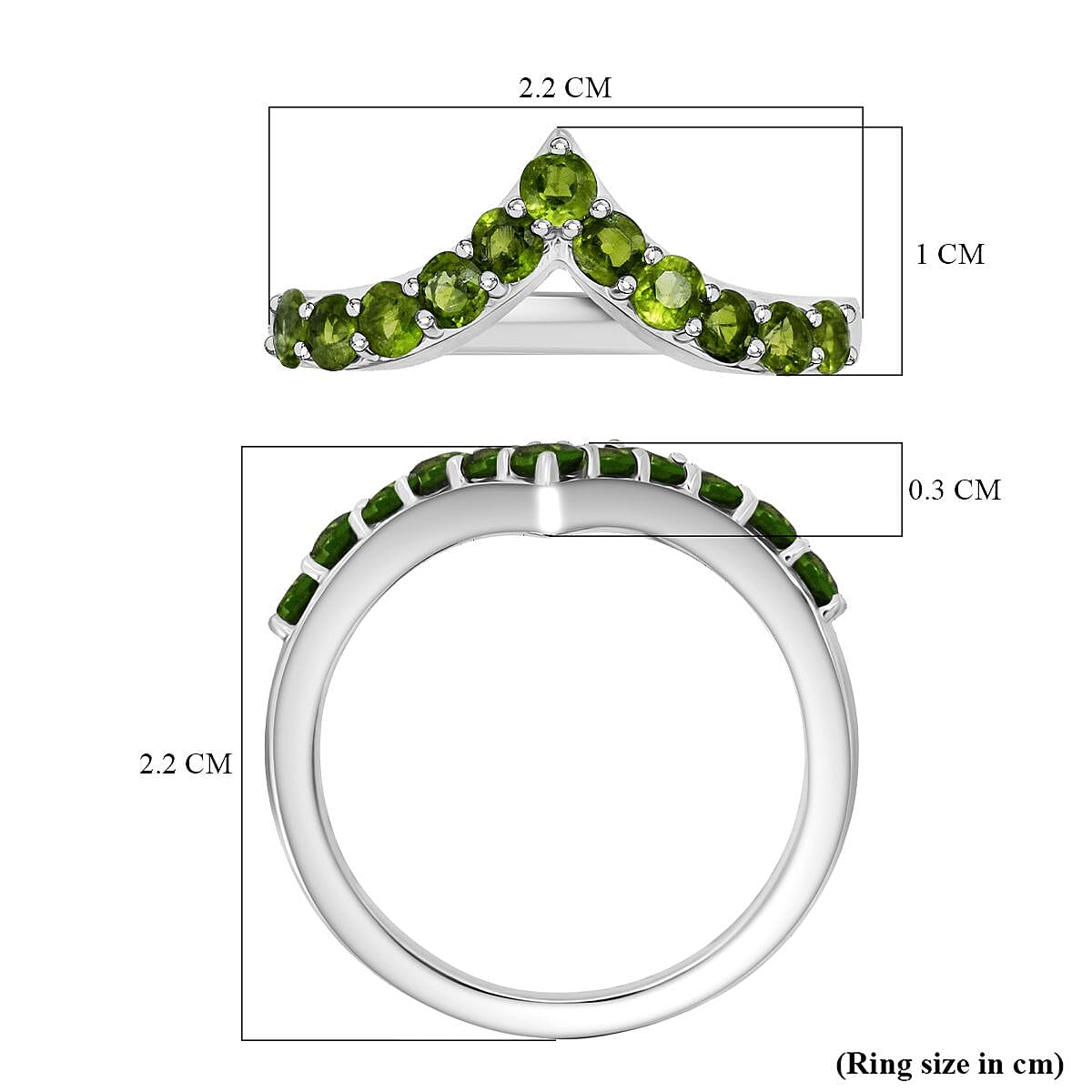 D'Joy Natural Chrome Diopside Wishbone Ring in Rhodium Overlay Sterling Silver 8282278 5
