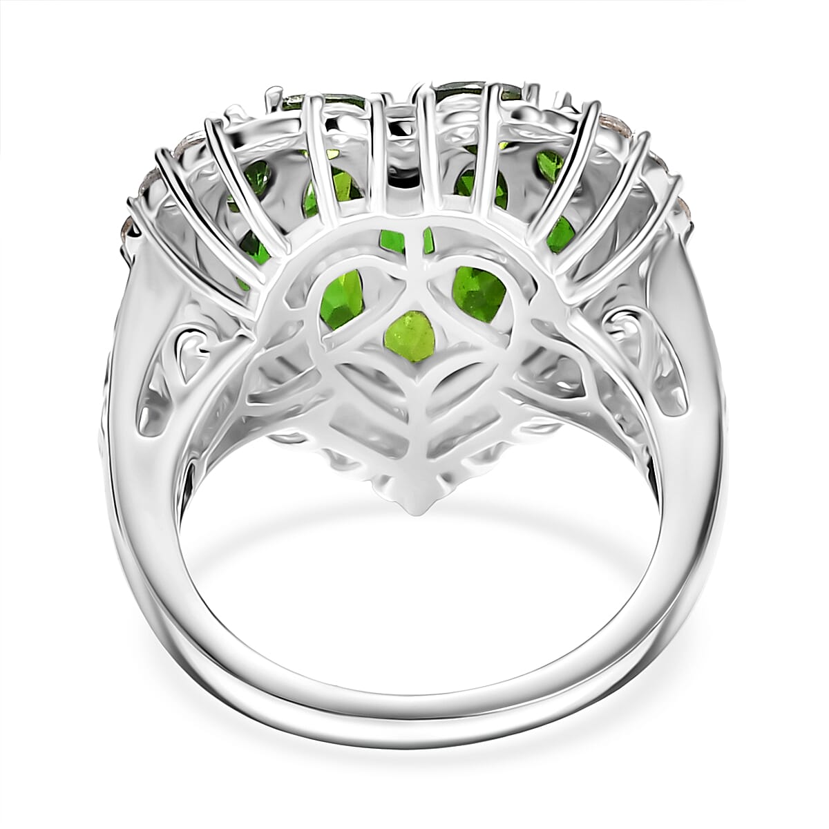 D'Joy Natural Chrome Diopside &amp; White Zircon Cluster Ring in 18K Vermail Yellow Gold Plated &amp; Rhodium Overlay Sterling Silver 3.66 Ct. V32514231 5