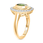 D'Joy Natural Chrome Diopside & White Zircon Ring in 18K Vermeil Yellow Gold Plated Sterling Silver 2.12 Ct.
