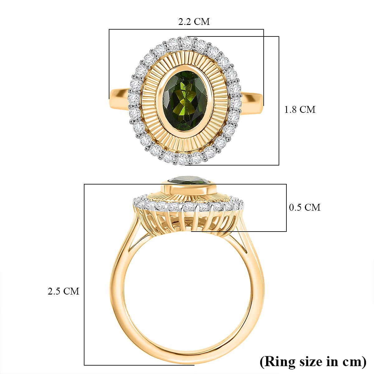 D'Joy Natural Chrome Diopside &amp; White Zircon Ring in 18K Vermeil Yellow Gold Plated Sterling Silver 2.12 Ct. V32529487 6