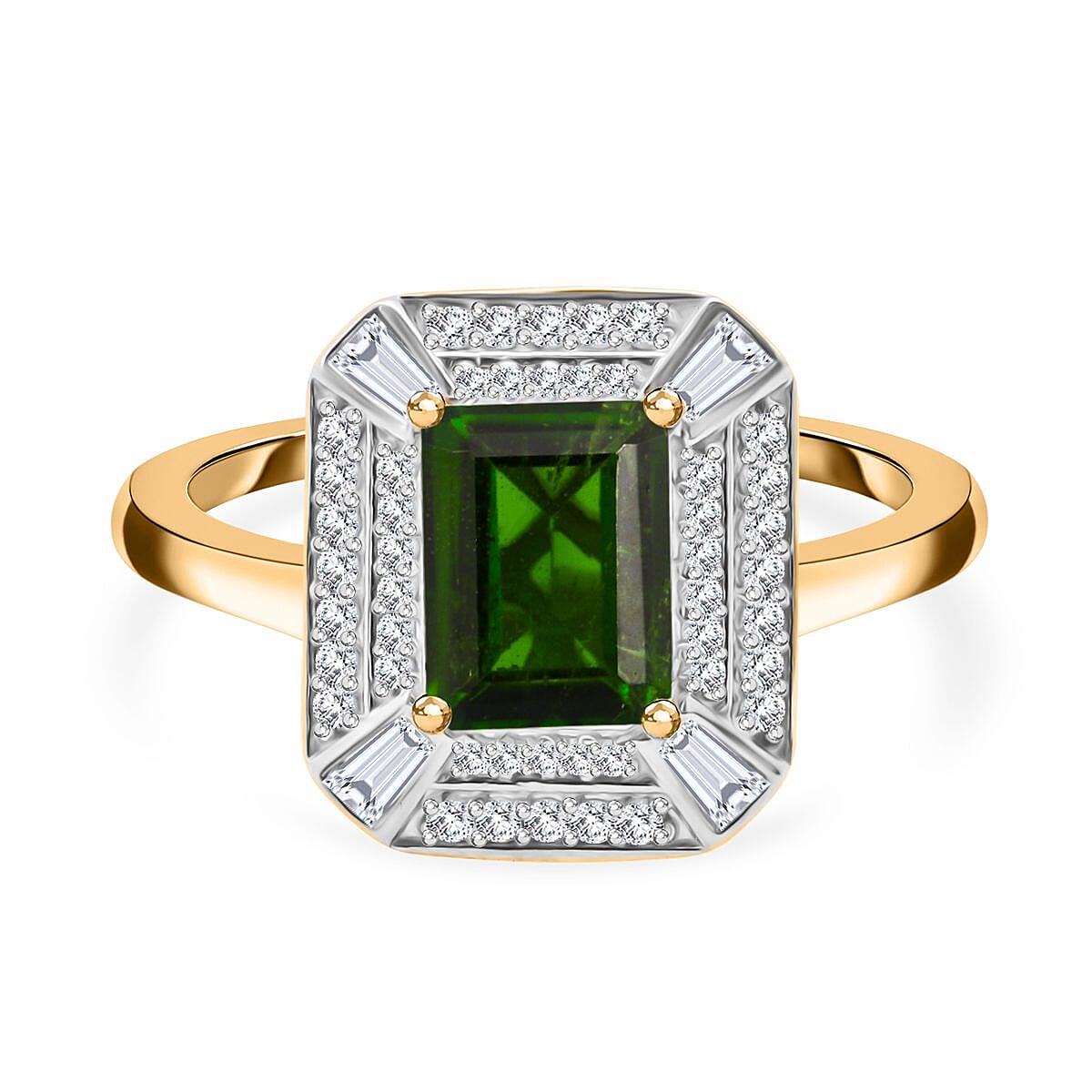 D'Joy Natural Chrome Diopside &amp; Natural Zircon Ring Sterling Silver 2.38 Ct. 7301586 0