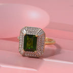 D'Joy Natural Chrome Diopside & Natural Zircon Ring Sterling Silver 2.38 Ct.