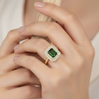 D'Joy Natural Chrome Diopside & Natural Zircon Ring Sterling Silver 2.38 Ct.