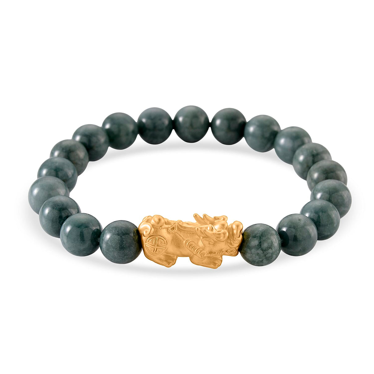 D'Joy Natural Jadeite Jade Stretchable Beads Bracelet (Size - 7.5) in Yellow Gold Plated Sterling Silver 160.00 Ct. 8311319 0