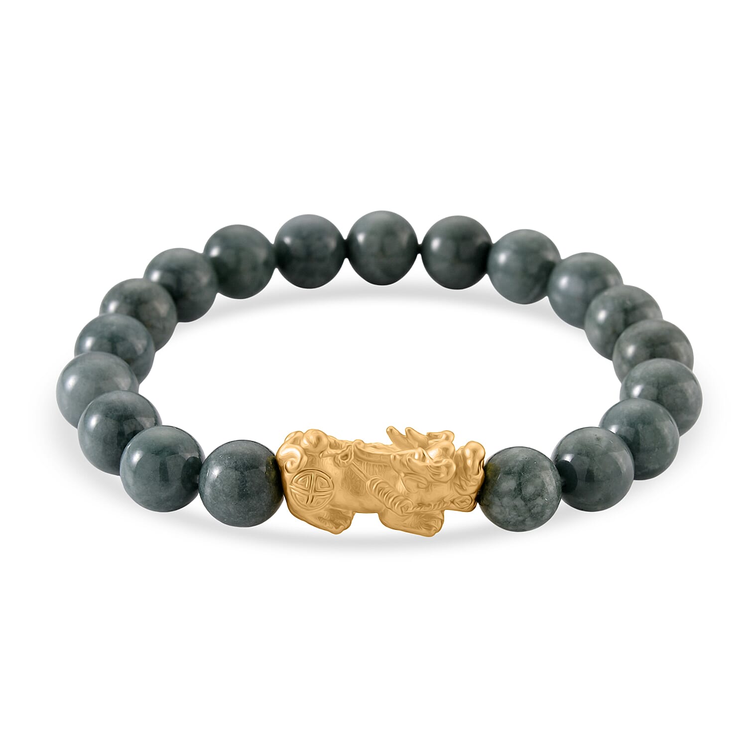 D'Joy Natural Jadeite Jade Stretchable Beads Bracelet (Size - 7.5) in Yellow Gold Plated Sterling Silver 160.00 Ct. 8311319 0