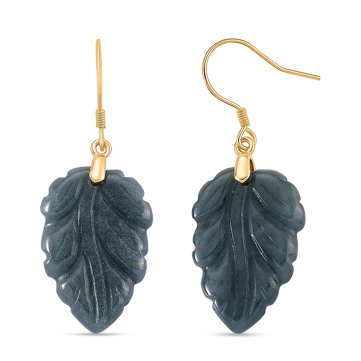 D'Joy Natural Olmec Jadeite Jade Beads Earring with Hook in Yellow Gold Plated Sterling Silver 25.00 Ct. 8311320 0