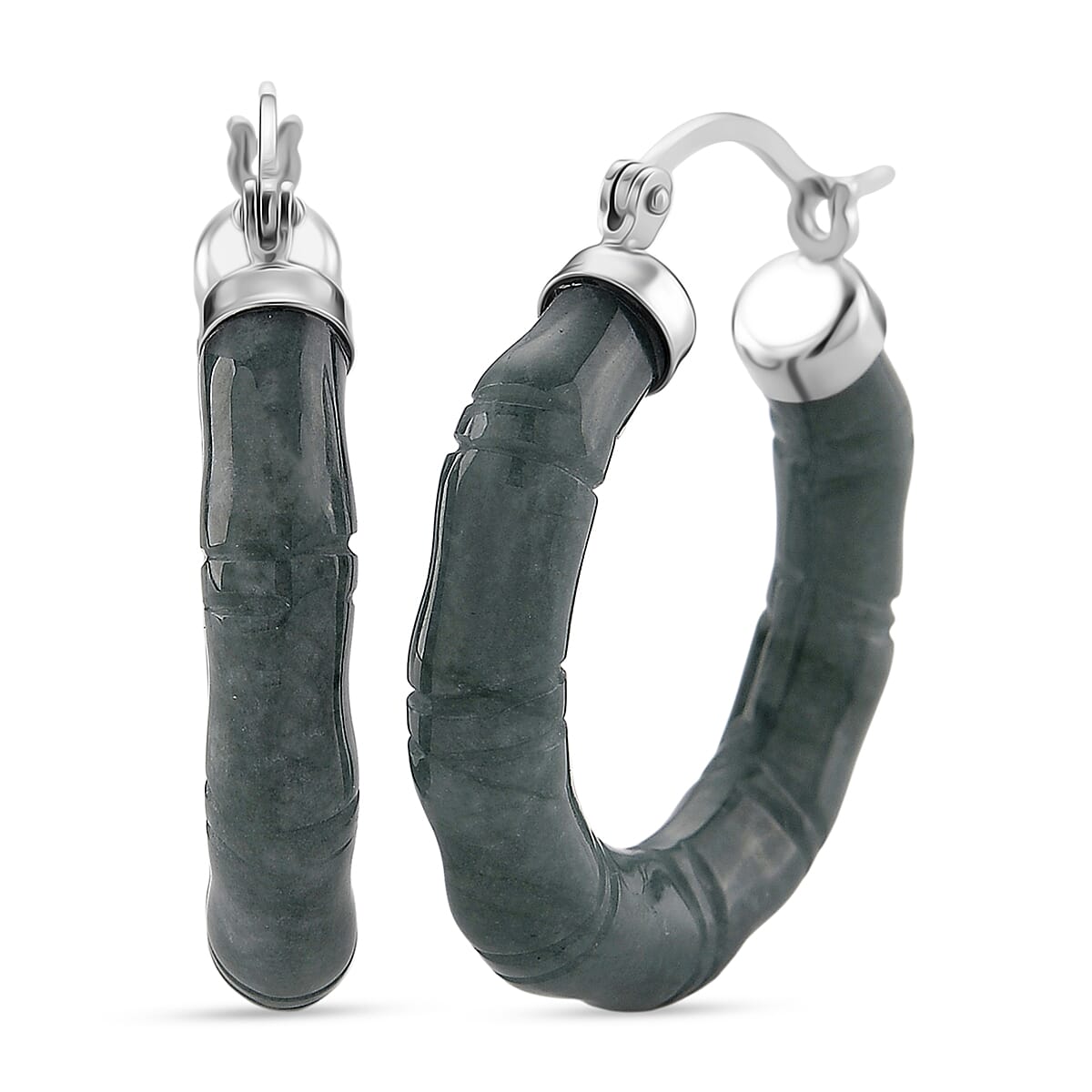 D'Joy Natural Type A Jadeite Beads Earring in Rhodium Overlay Sterling Silver 20.00 Ct. 8312722 0
