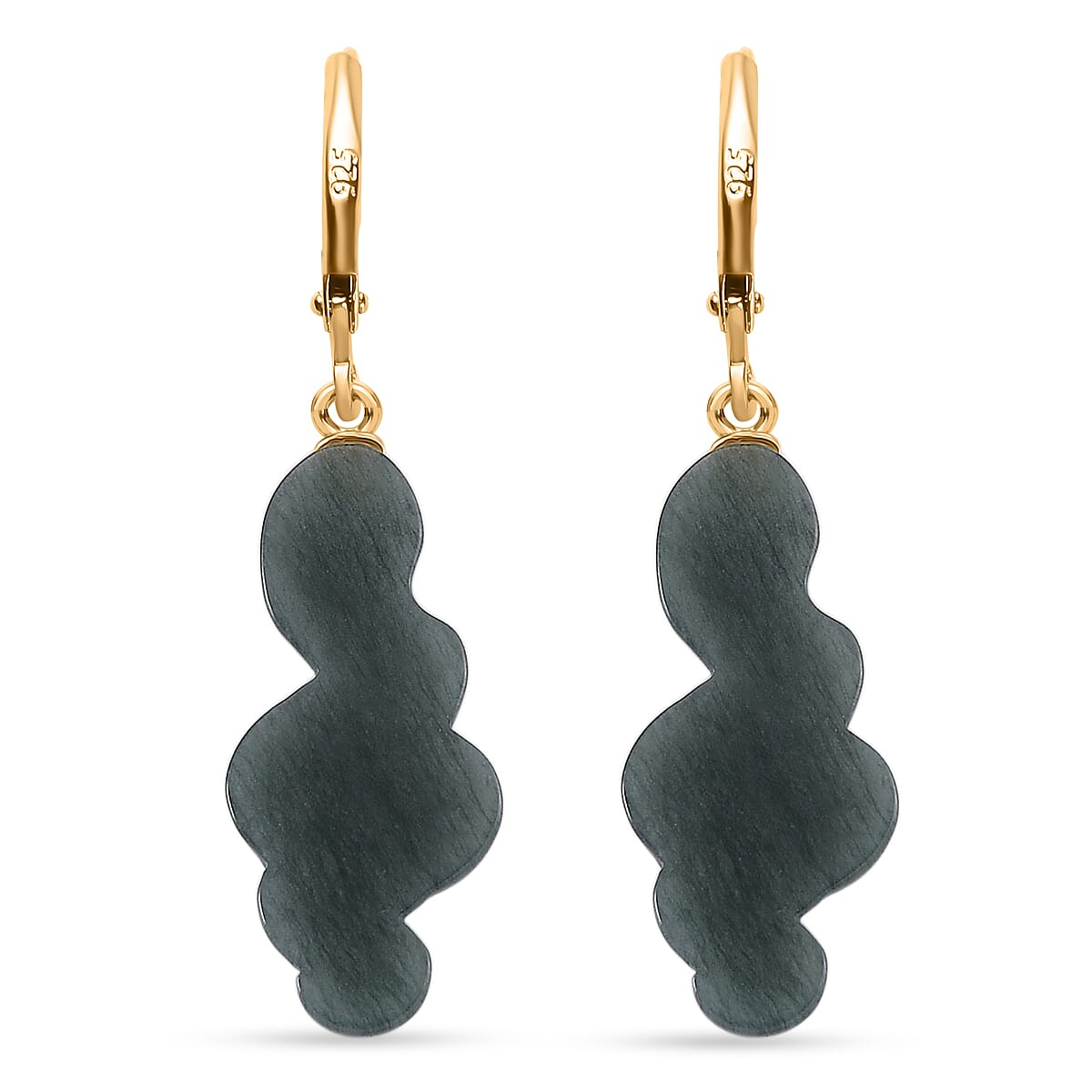 Natural Type A Jadeite &amp; Black Spinel  Earring in Yellow Gold Plated Sterling Silver 14.50 Ct. 8312711 5