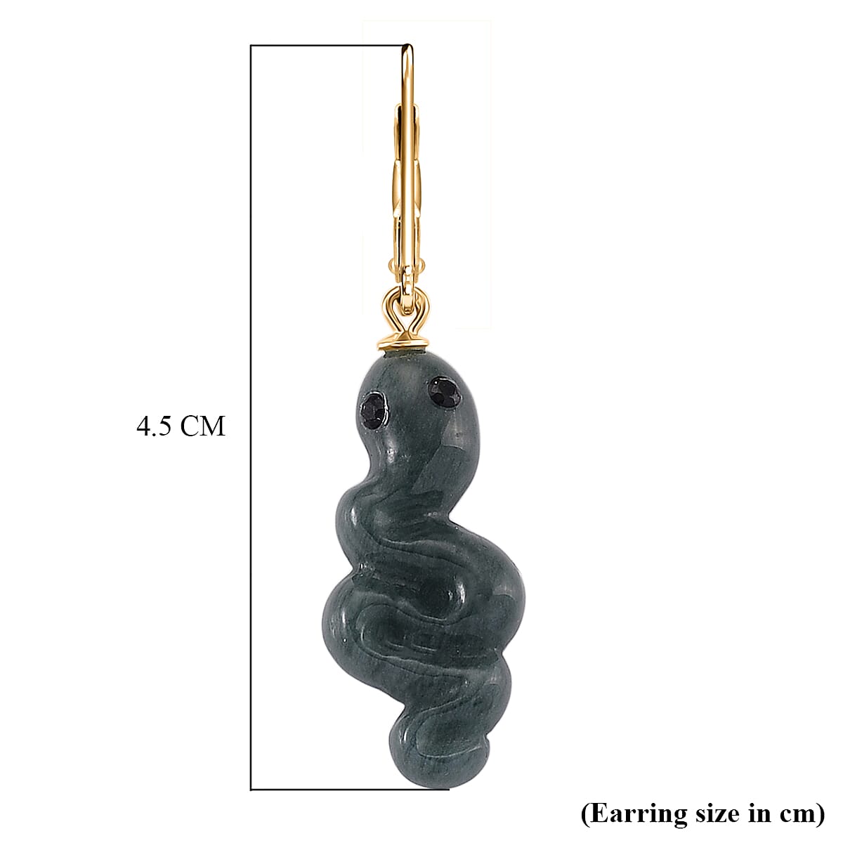 Natural Type A Jadeite &amp; Black Spinel  Earring in Yellow Gold Plated Sterling Silver 14.50 Ct. 8312711 6