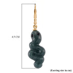 Natural Type A Jadeite & Black Spinel  Earring in Yellow Gold Plated Sterling Silver 14.50 Ct.