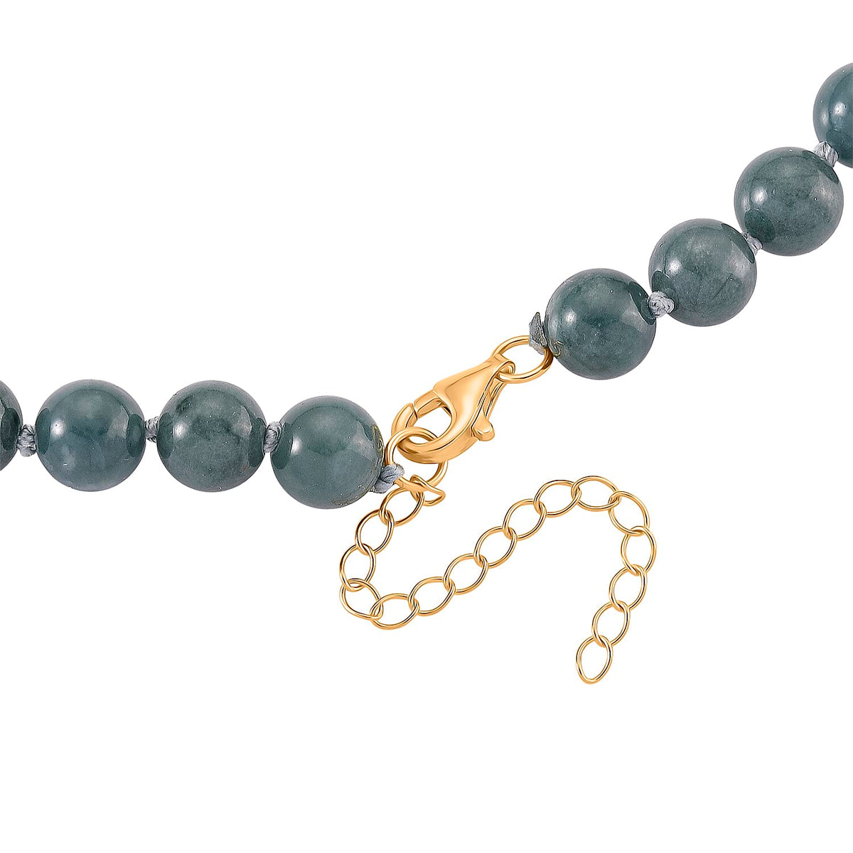 Designer Inspired - Natural Jadeite Jade Necklace (Size - 20+2 Ext.) with Lobster Clasp in Yellow Gold Plated Sterling Silver 280.60 Ct. 8311061 9