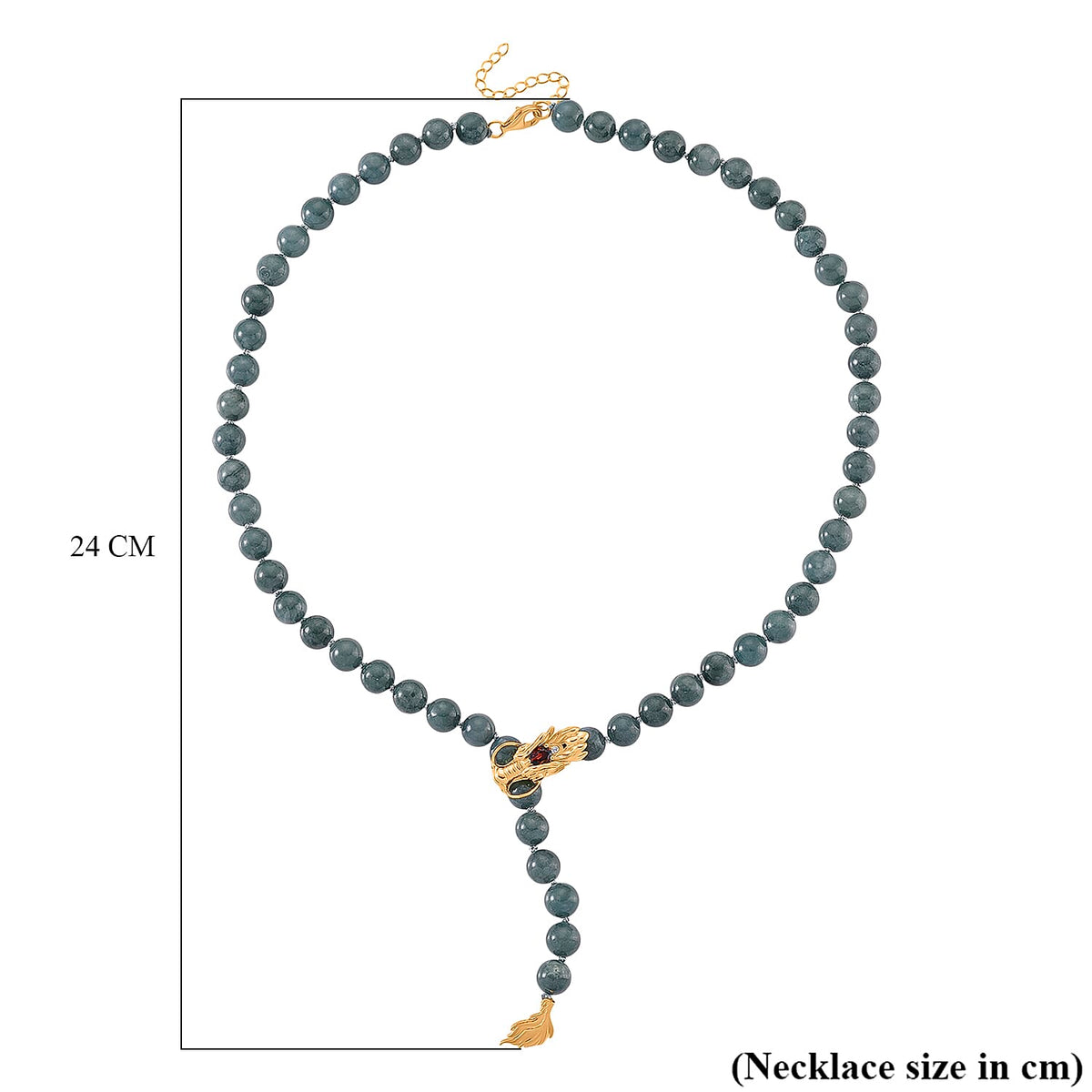 Designer Inspired - Natural Jadeite Jade Necklace (Size - 20+2 Ext.) with Lobster Clasp in Yellow Gold Plated Sterling Silver 280.60 Ct. 8311061 11