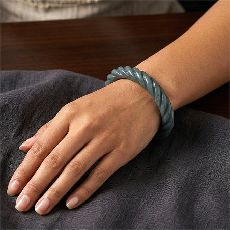 Natural Olmec Jadeite Carving Bangle (Size - 7.5) 300.00 Ct. 8311269 2