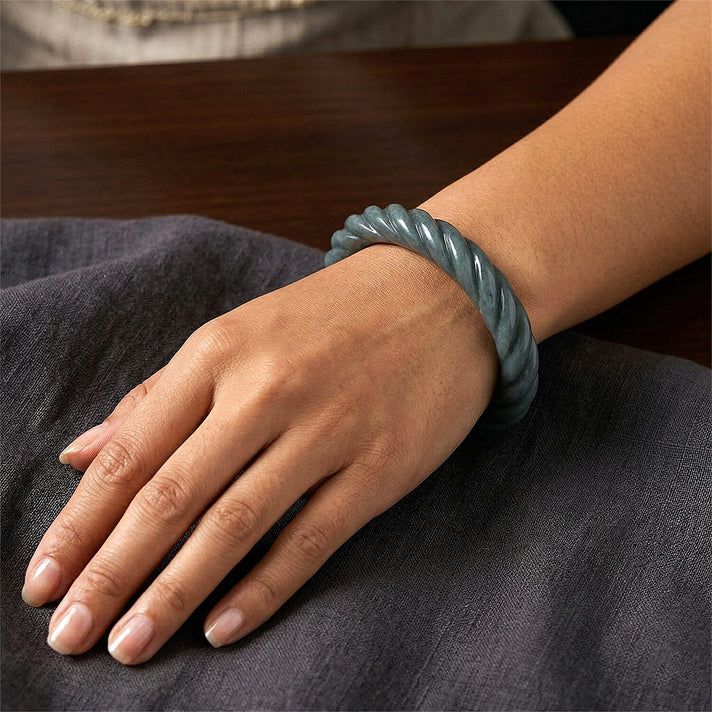 Natural Olmec Jadeite Carving Bangle (Size - 7.5) 300.00 Ct. 8311269 2